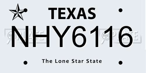 NHY6116 Texas License Plate