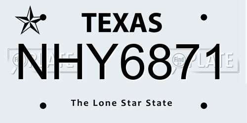 NHY6871 Texas License Plate