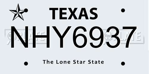 NHY6937 Texas License Plate