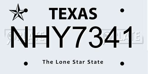 NHY7341 Texas License Plate