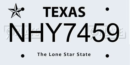 NHY7459 Texas License Plate