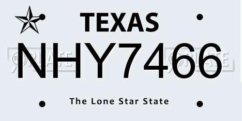 NHY7466 Texas License Plate