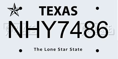 NHY7486 Texas License Plate