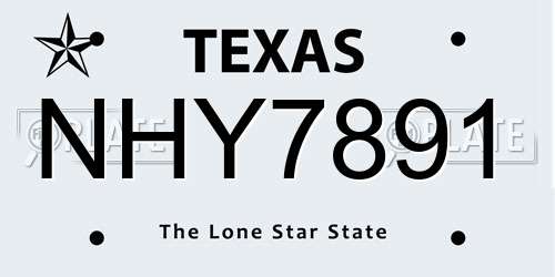 NHY7891 Texas License Plate