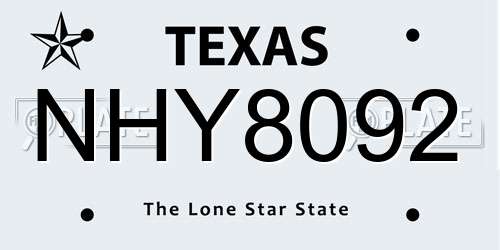 NHY8092 Texas License Plate