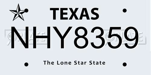 NHY8359 Texas License Plate