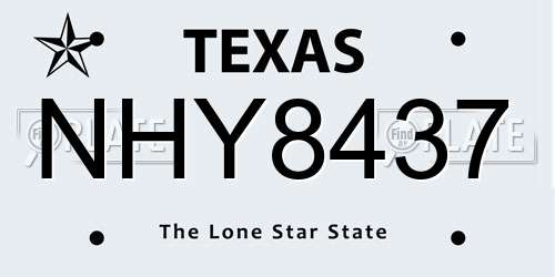 NHY8437 Texas License Plate
