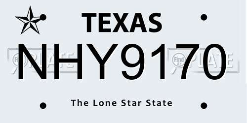 NHY9170 Texas License Plate