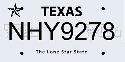 NHY9278 Texas License Plate