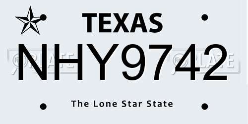 NHY9742 Texas License Plate