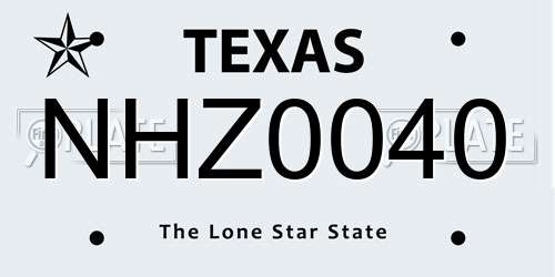 NHZ0040 Texas License Plate