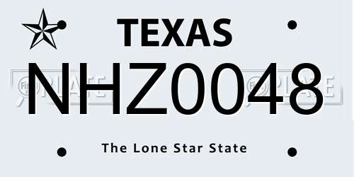 NHZ0048 Texas License Plate