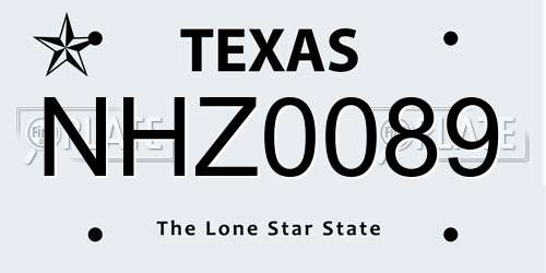 NHZ0089 Texas License Plate