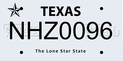 NHZ0096 Texas License Plate