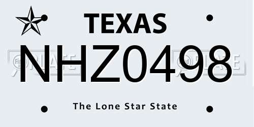 NHZ0498 Texas License Plate