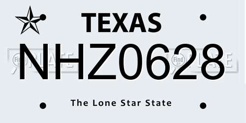 NHZ0628 Texas License Plate