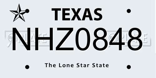 NHZ0848 Texas License Plate