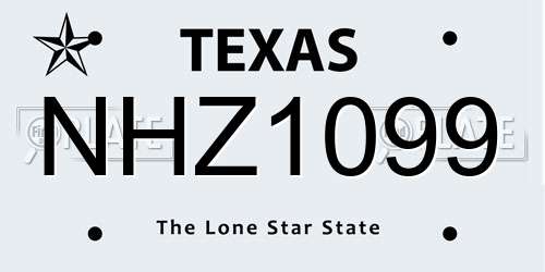 NHZ1099 Texas License Plate