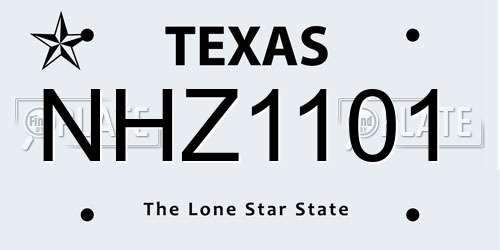 NHZ1101 Texas License Plate