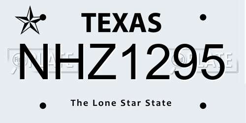 NHZ1295 Texas License Plate