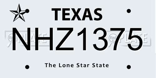 NHZ1375 Texas License Plate