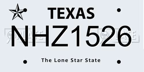 NHZ1526 Texas License Plate