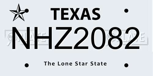 NHZ2082 Texas License Plate