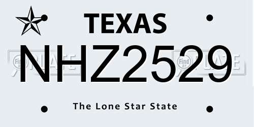 NHZ2529 Texas License Plate