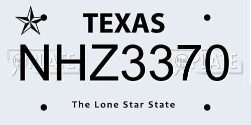 NHZ3370 Texas License Plate