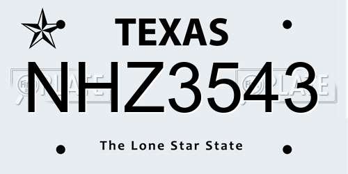 NHZ3543 Texas License Plate