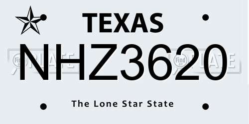 NHZ3620 Texas License Plate