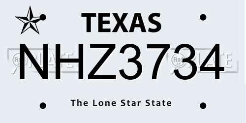 NHZ3734 Texas License Plate