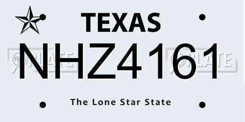 NHZ4161 Texas License Plate