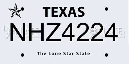 NHZ4224 Texas License Plate