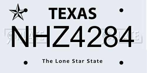 NHZ4284 Texas License Plate