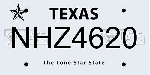 NHZ4620 Texas License Plate