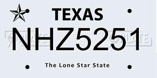 NHZ5251 Texas License Plate