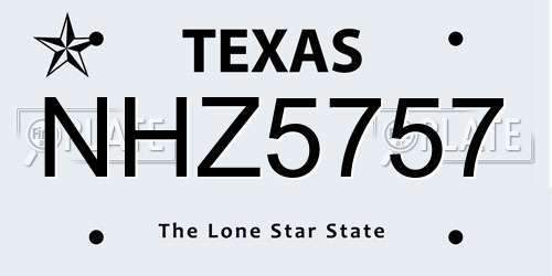 NHZ5757 Texas License Plate