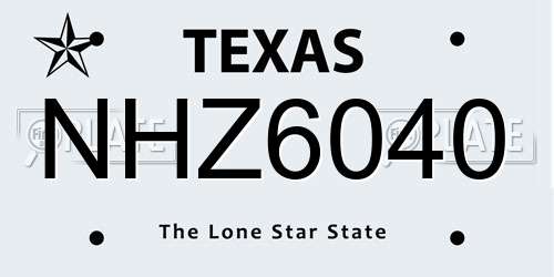 NHZ6040 Texas License Plate