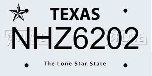 NHZ6202 Texas License Plate