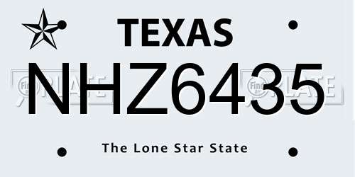 NHZ6435 Texas License Plate
