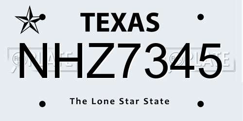 NHZ7345 Texas License Plate