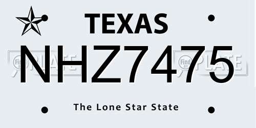 NHZ7475 Texas License Plate