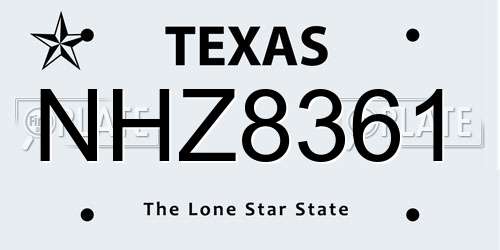 NHZ8361 Texas License Plate