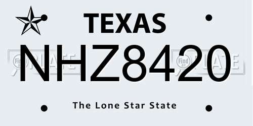 NHZ8420 Texas License Plate