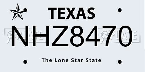 NHZ8470 Texas License Plate