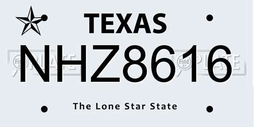 NHZ8616 Texas License Plate