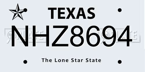 NHZ8694 Texas License Plate