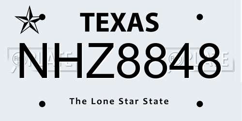 NHZ8848 Texas License Plate
