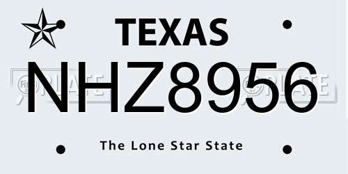 NHZ8956 Texas License Plate